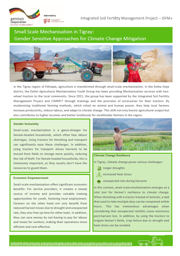 Small Scale Mechanisation in Tigray: Gender Sensitive Approaches for Climate Change Mitigation