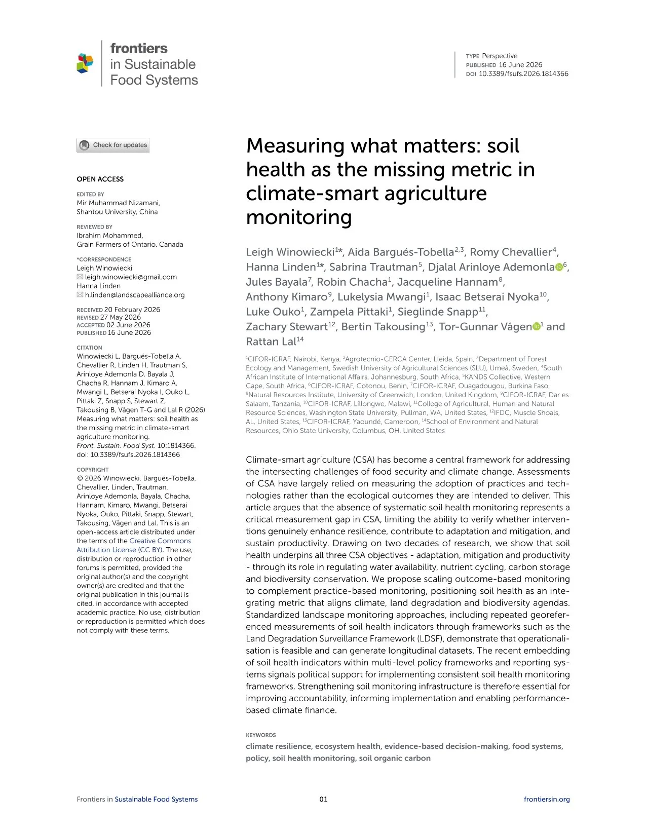 Measuring what matters: soil health as the missing metric in climate-smart agriculture monitoring