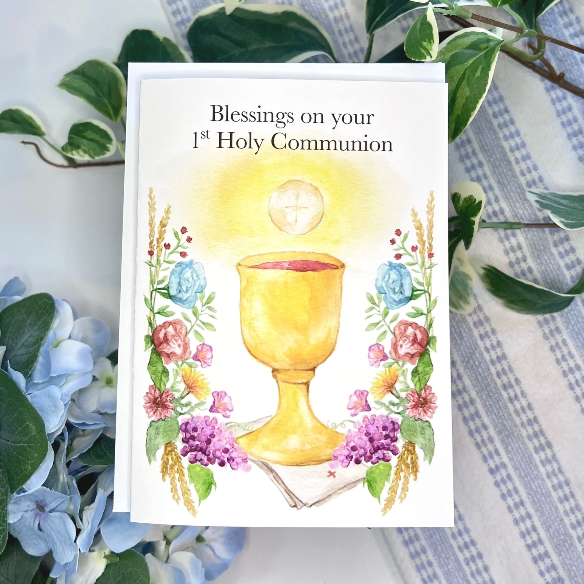 Watercolor First Holy Communion Card