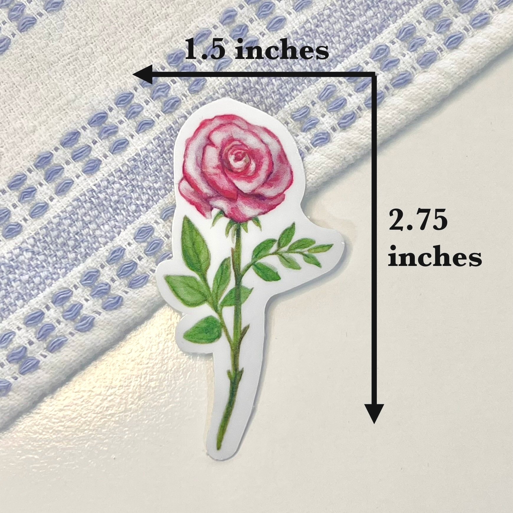 Red and Pink Watercolor Rose flower sticker - 1.5 X 2.75 inches in size