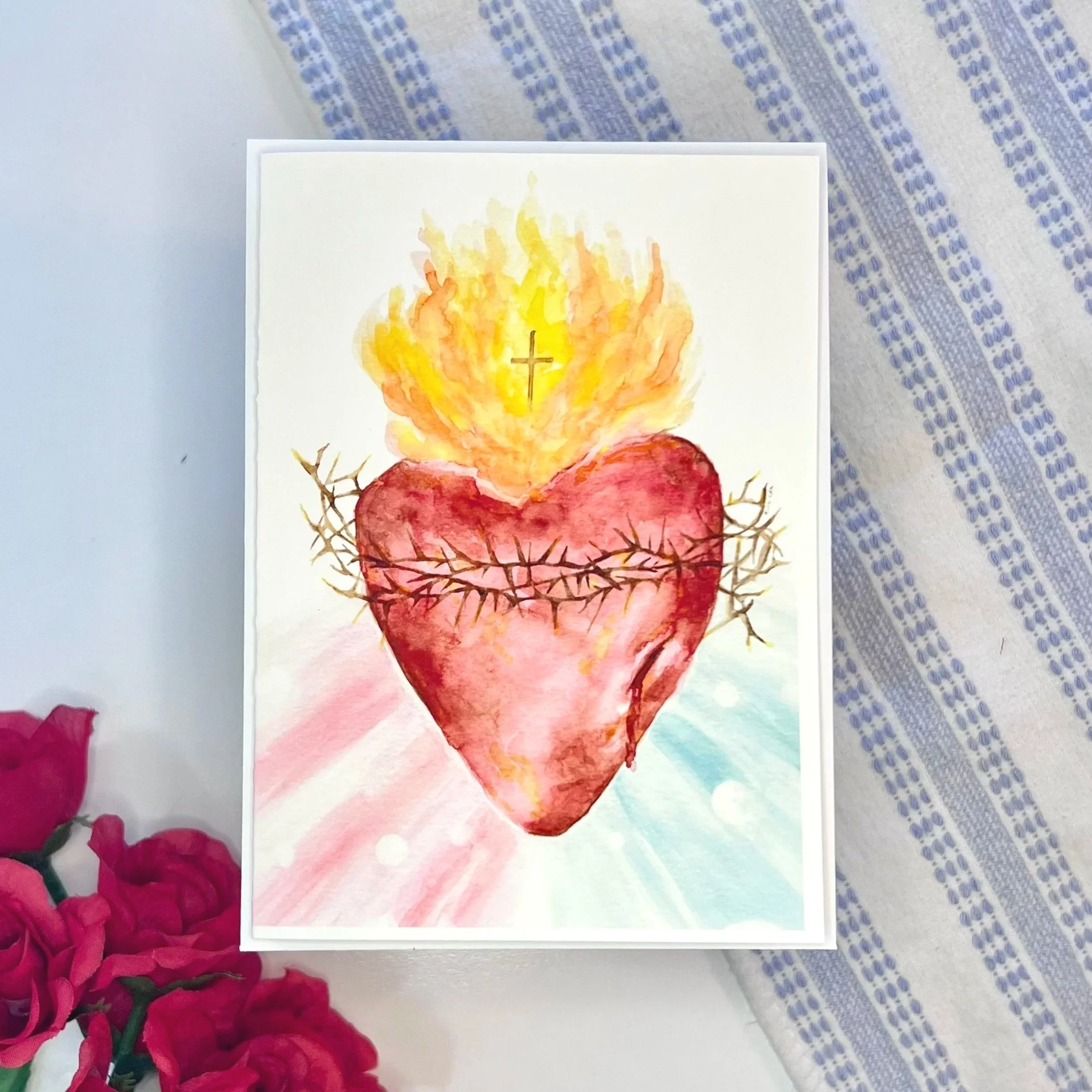 Watercolor Sacred Heart of Jesus card