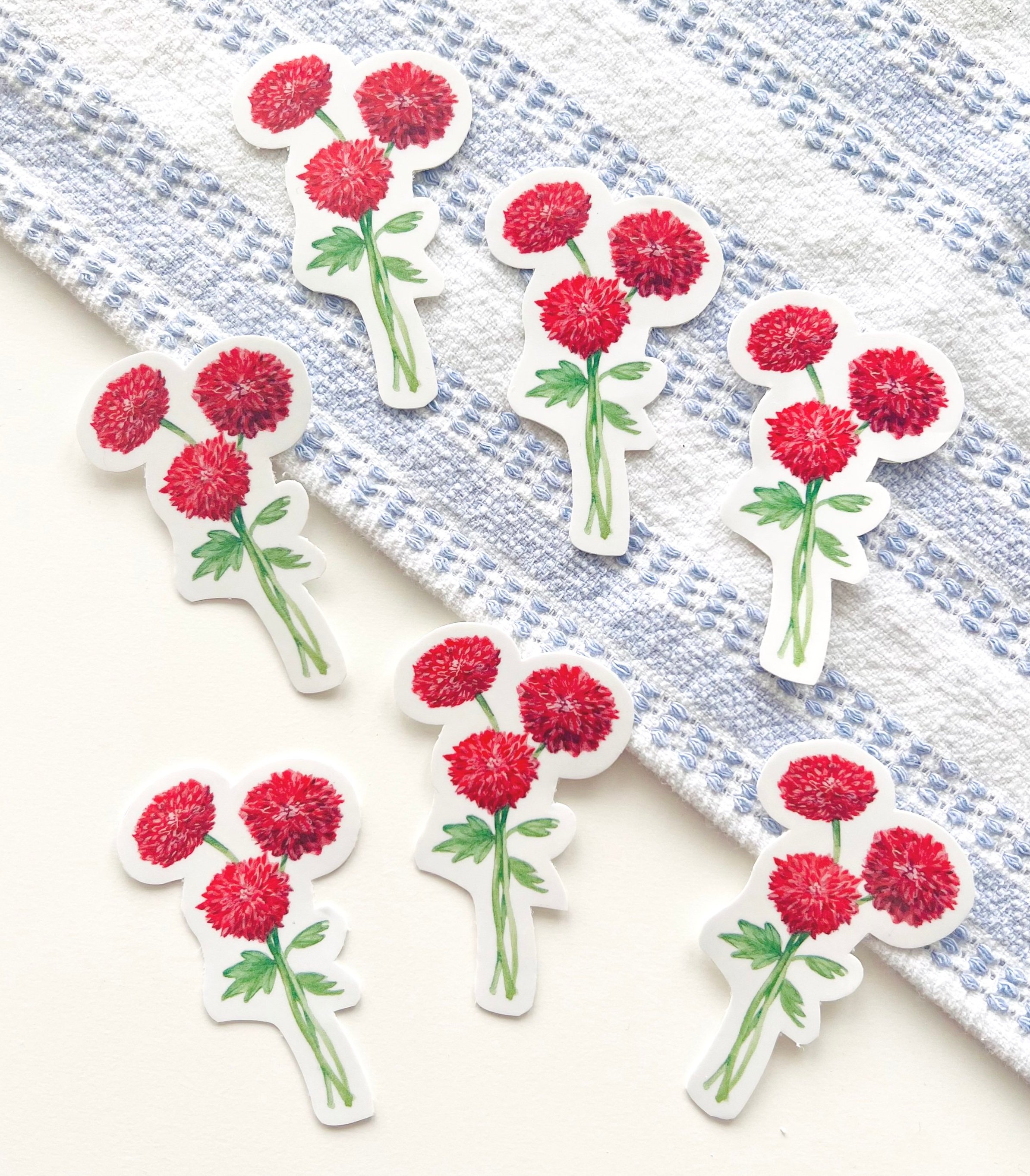 Multiple watercolor Chrysanthemum (Mum) flower stickers