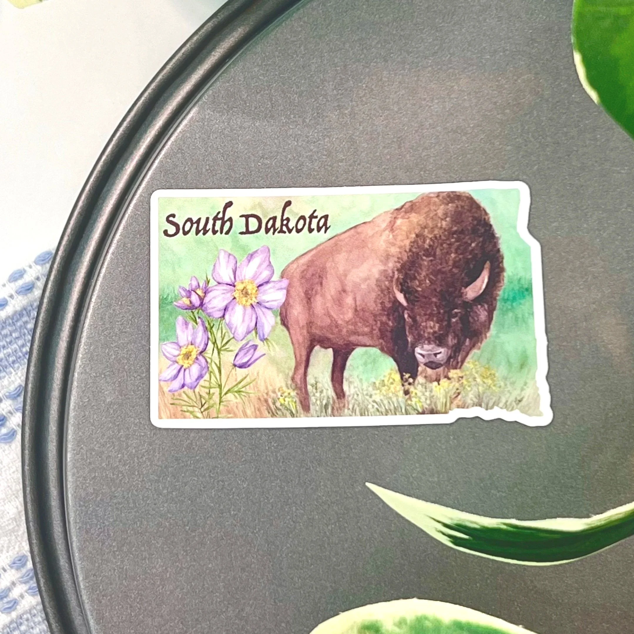 South Dakota and Pasque Flower Magnet