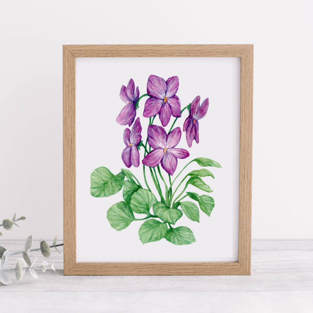 Watercolor Violet flower art print