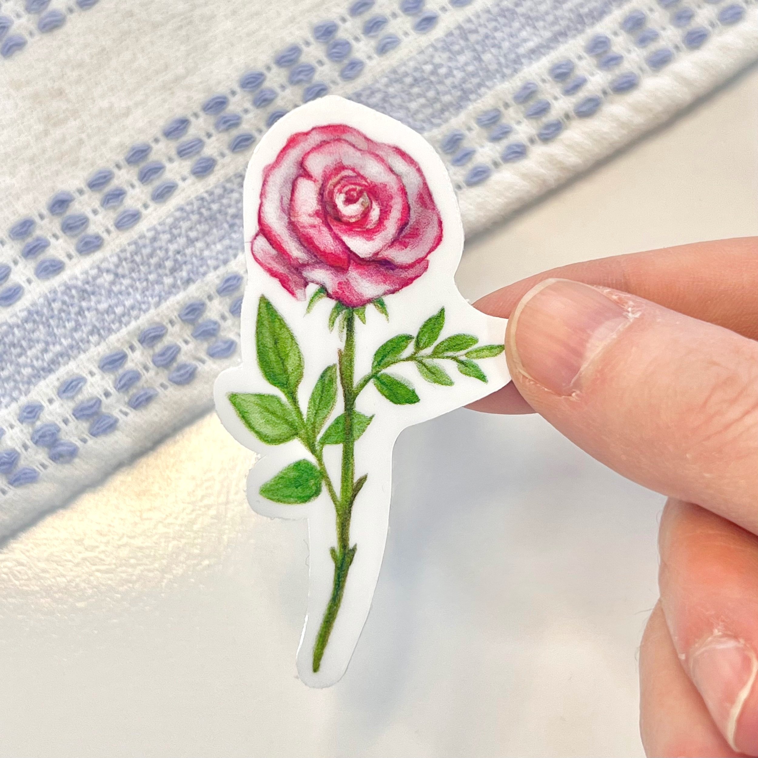 Red and Pink Watercolor Rose flower sticker