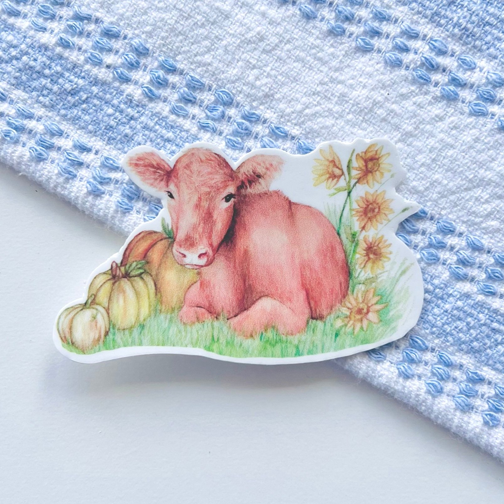 Watercolor brown Cow calf sticker
