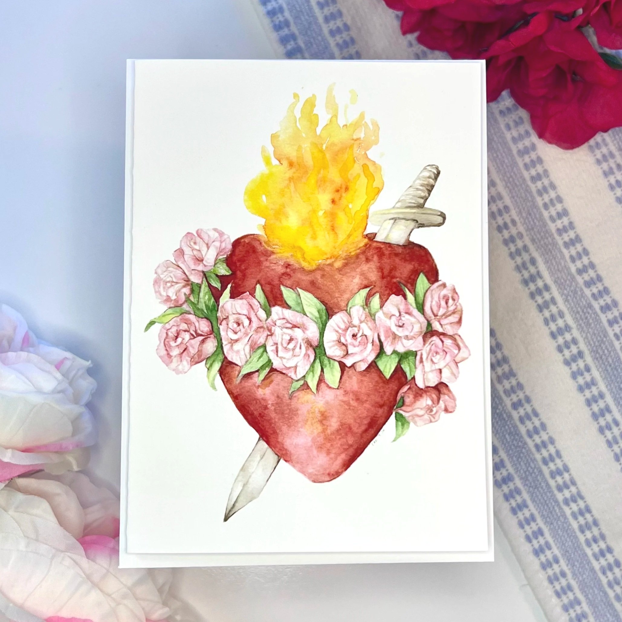 Watercolor Immaculate Heart of Mary Card