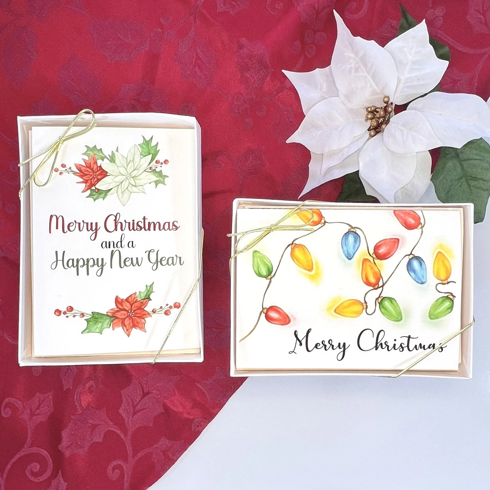 Multiple Watercolor Christmas Card Boxes