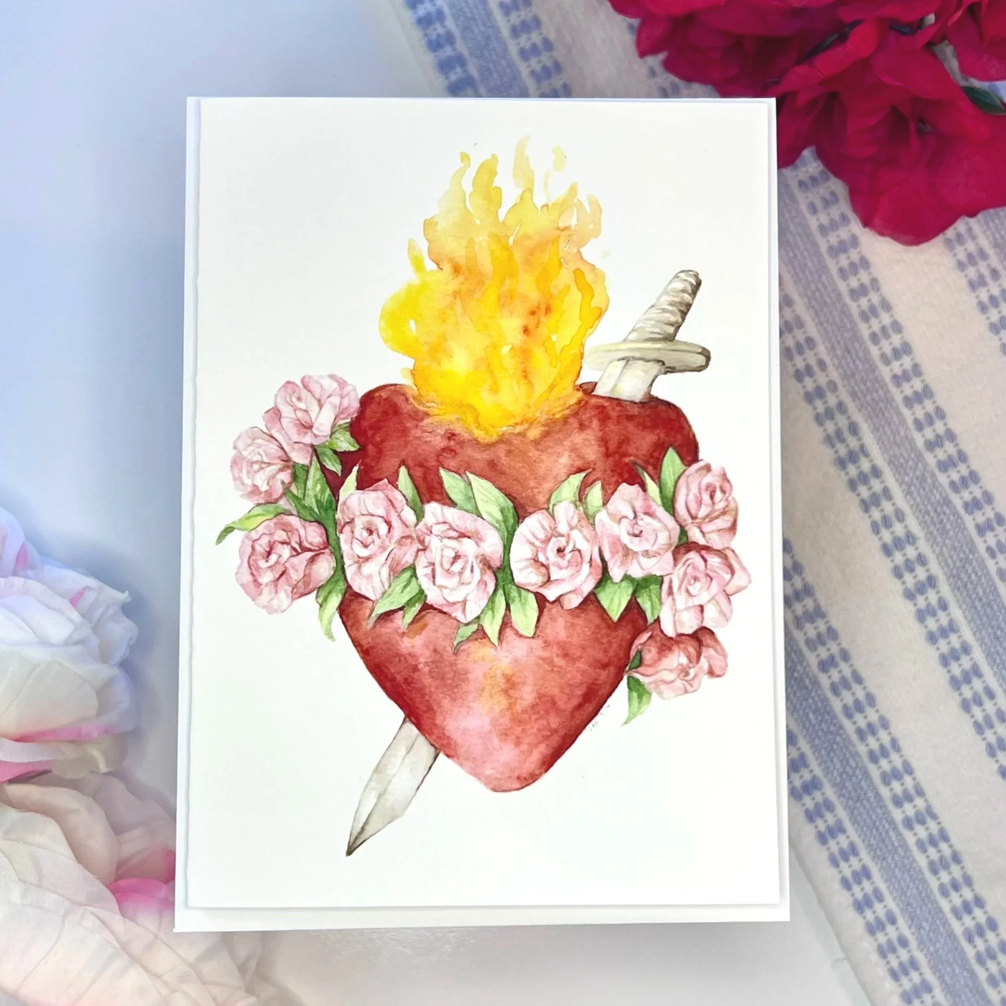 Watercolor Immaculate Heart of Mary card