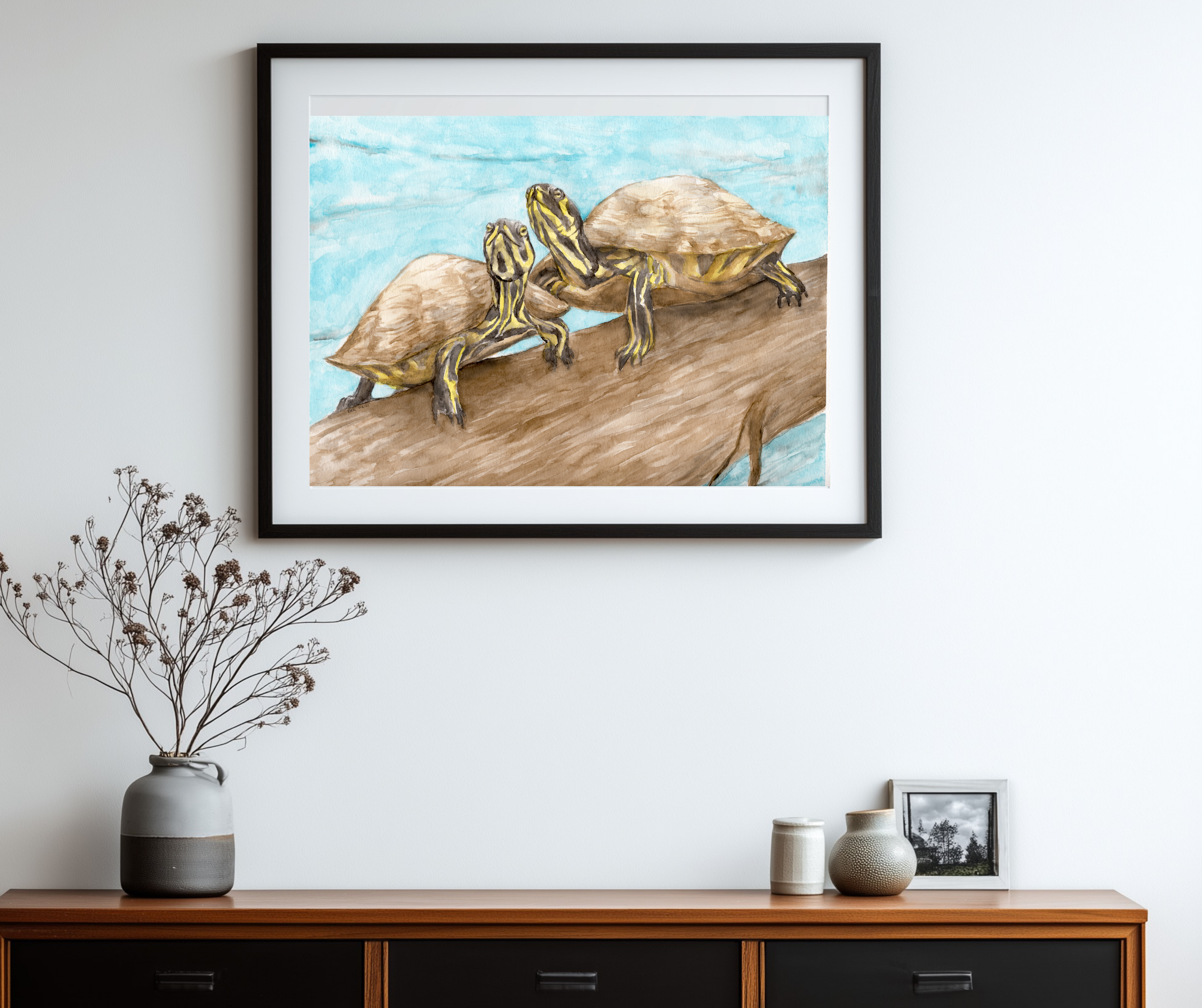 Example of Photo Poster print of two turtles watercolor painting