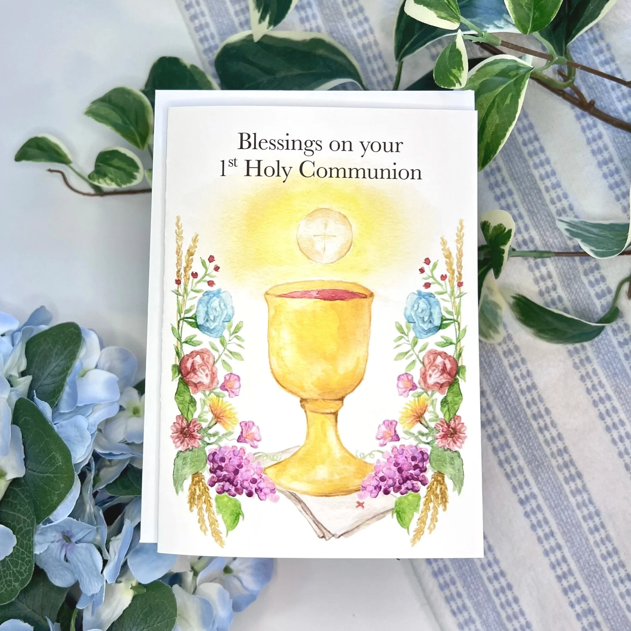 Watercolor 1st Holy Communion card