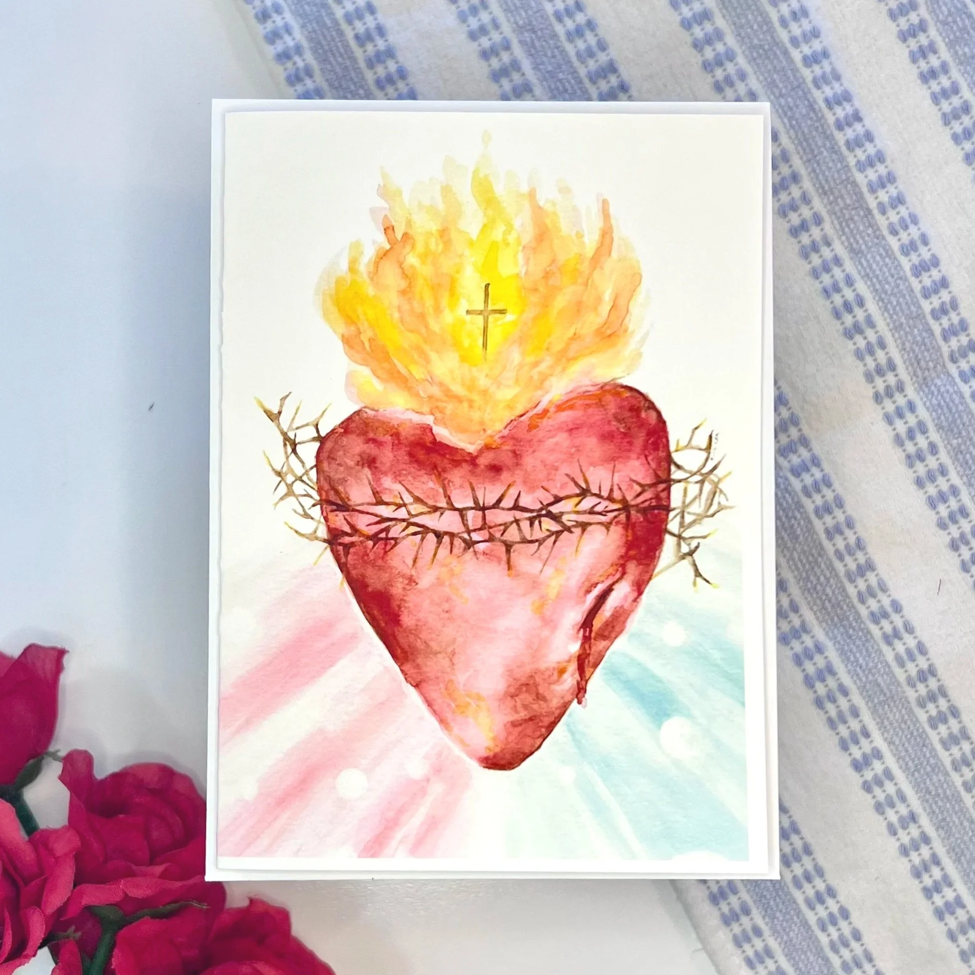 Watercolor Sacred Heart of Jesus Card