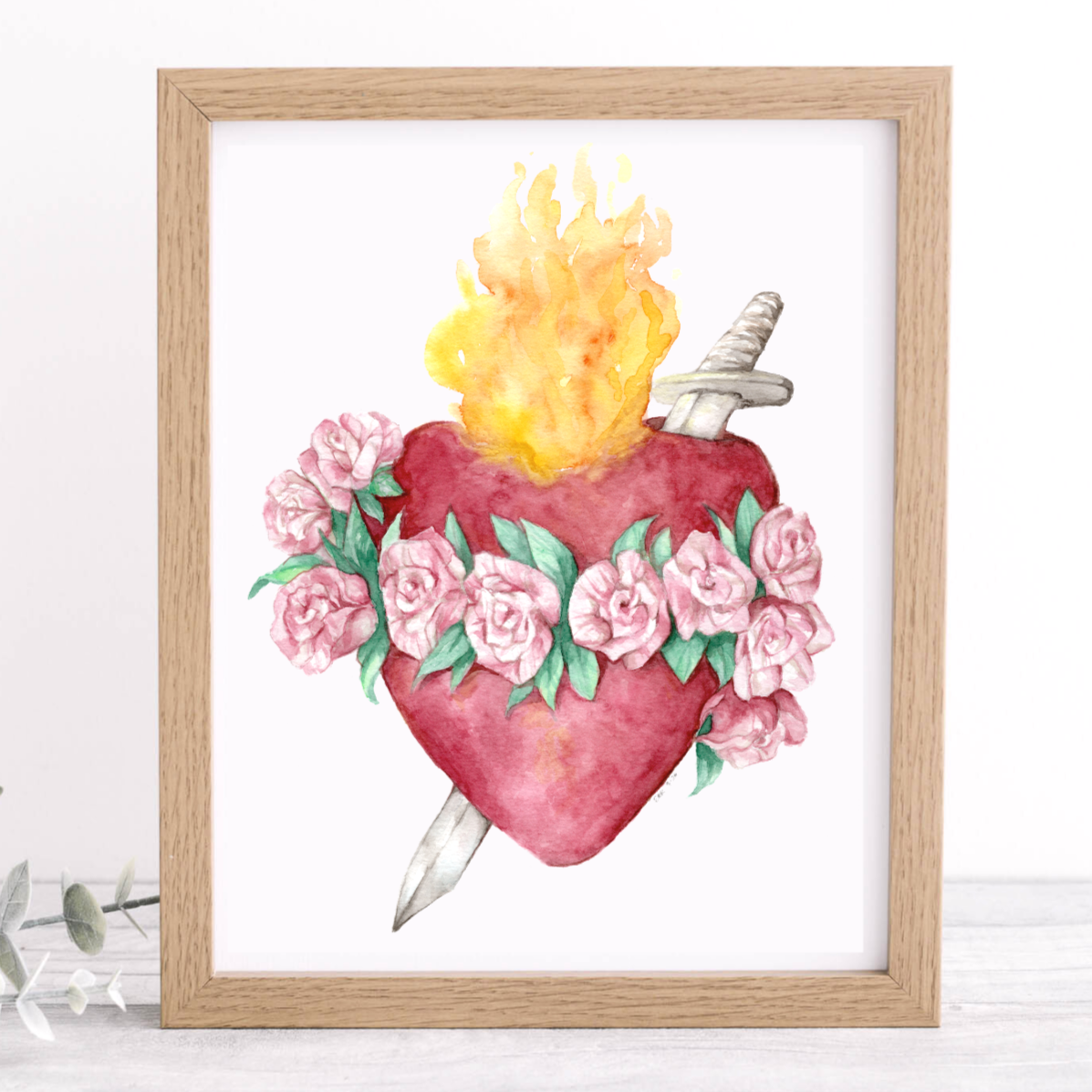 Watercolor Immaculate Heart of Mary art print