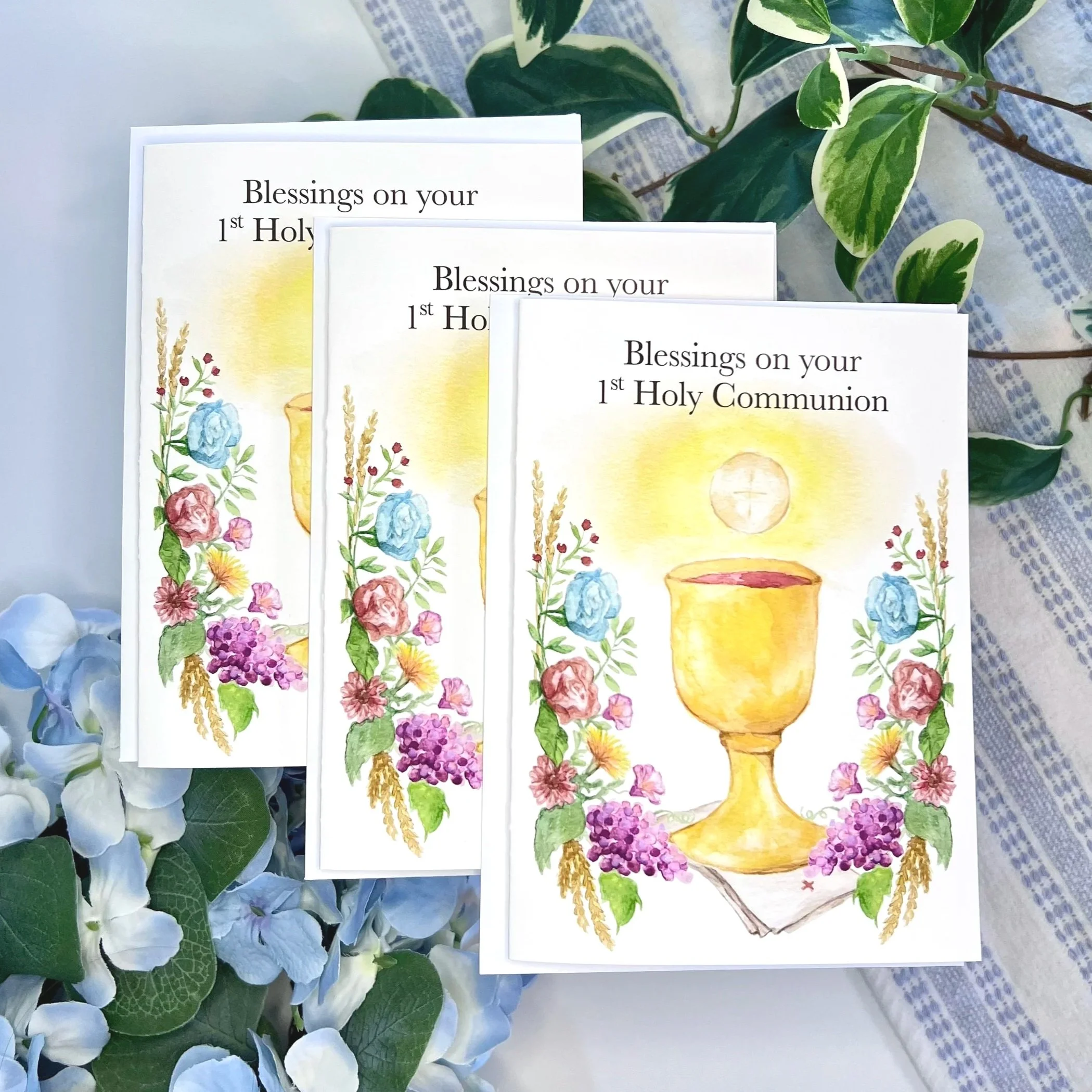 Multiple watercolor 1st Holy Communion cards