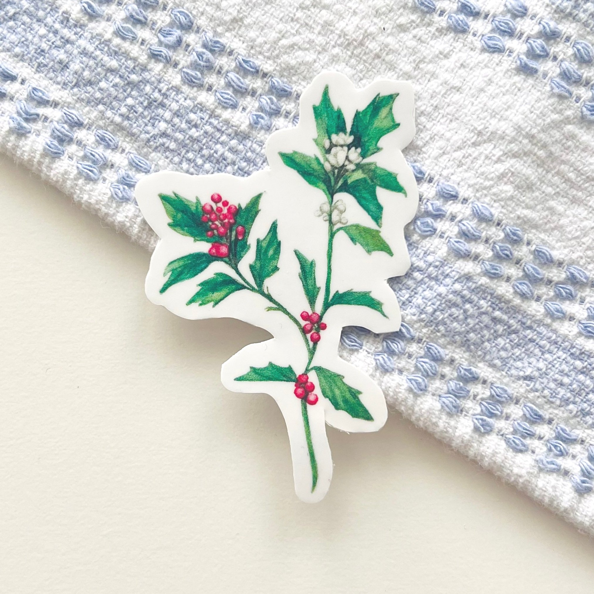 Watercolor Holly leaves and berries sticker