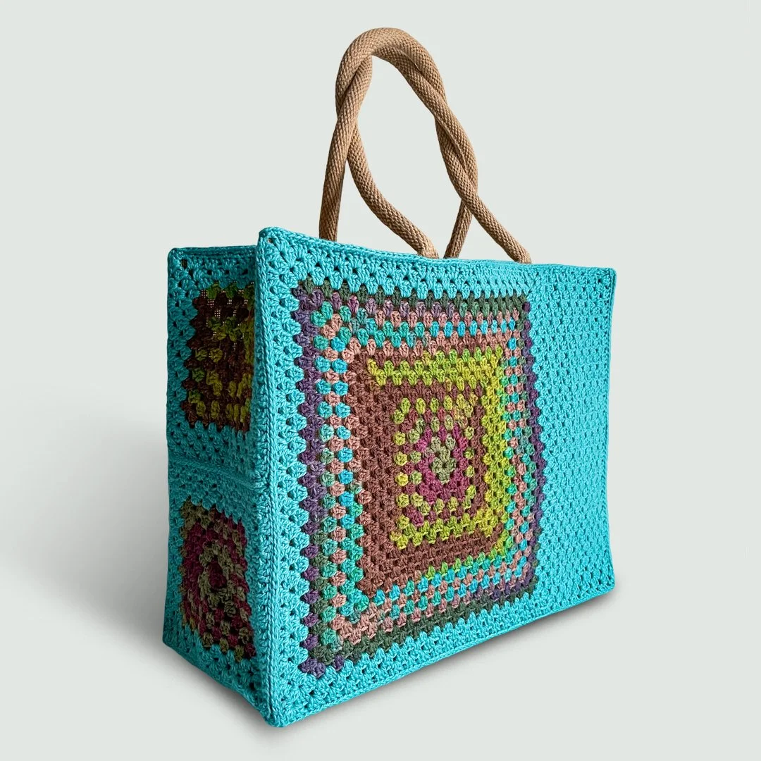 Unique handmade crochet handbag blue
