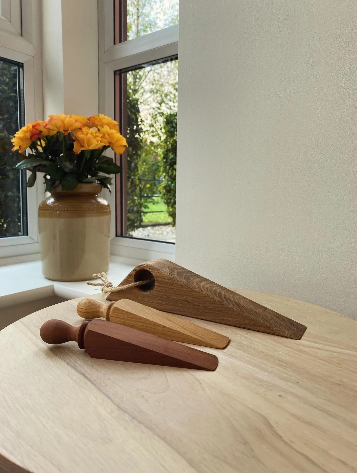 Made from solid wood, these doorstops have a natural beauty. With a smooth finish and unique grain, they add warmth and style to any space. Plus, they're durable and functional.

#redecker #handcrafteddoorstops #woodendoorstops #oiledoakdoorstop #oil