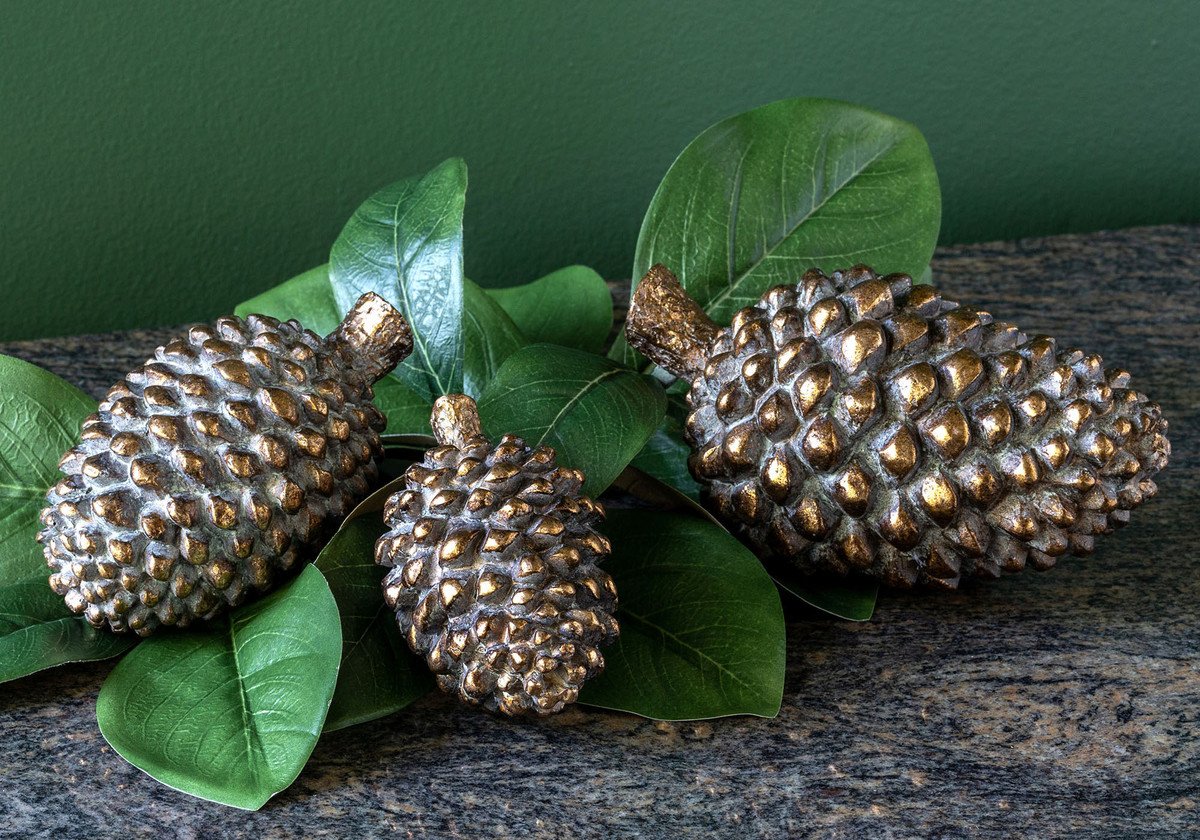 Trio of Bronze Pine Cones