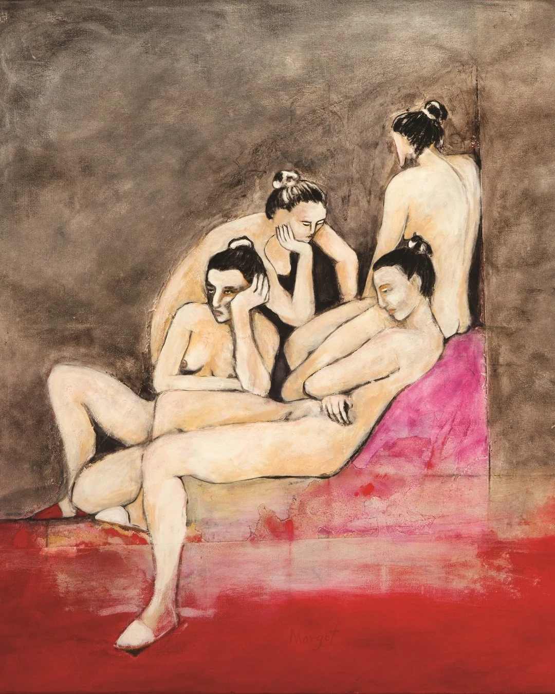 WOMEN WAITING, 2000 - Ink and acrylic on canvas, 80x80cm