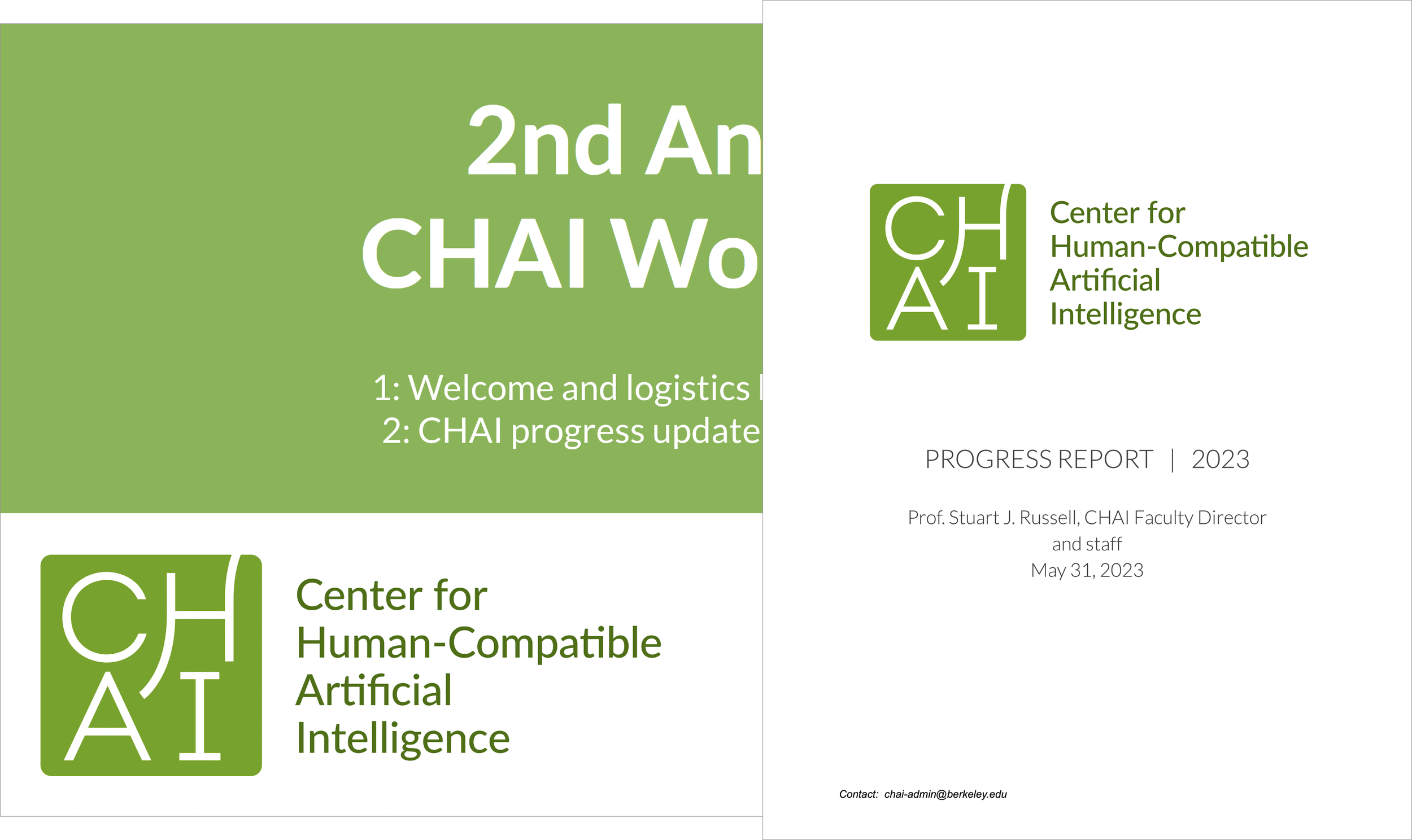 A presentation and report featuring the CHAI logotype