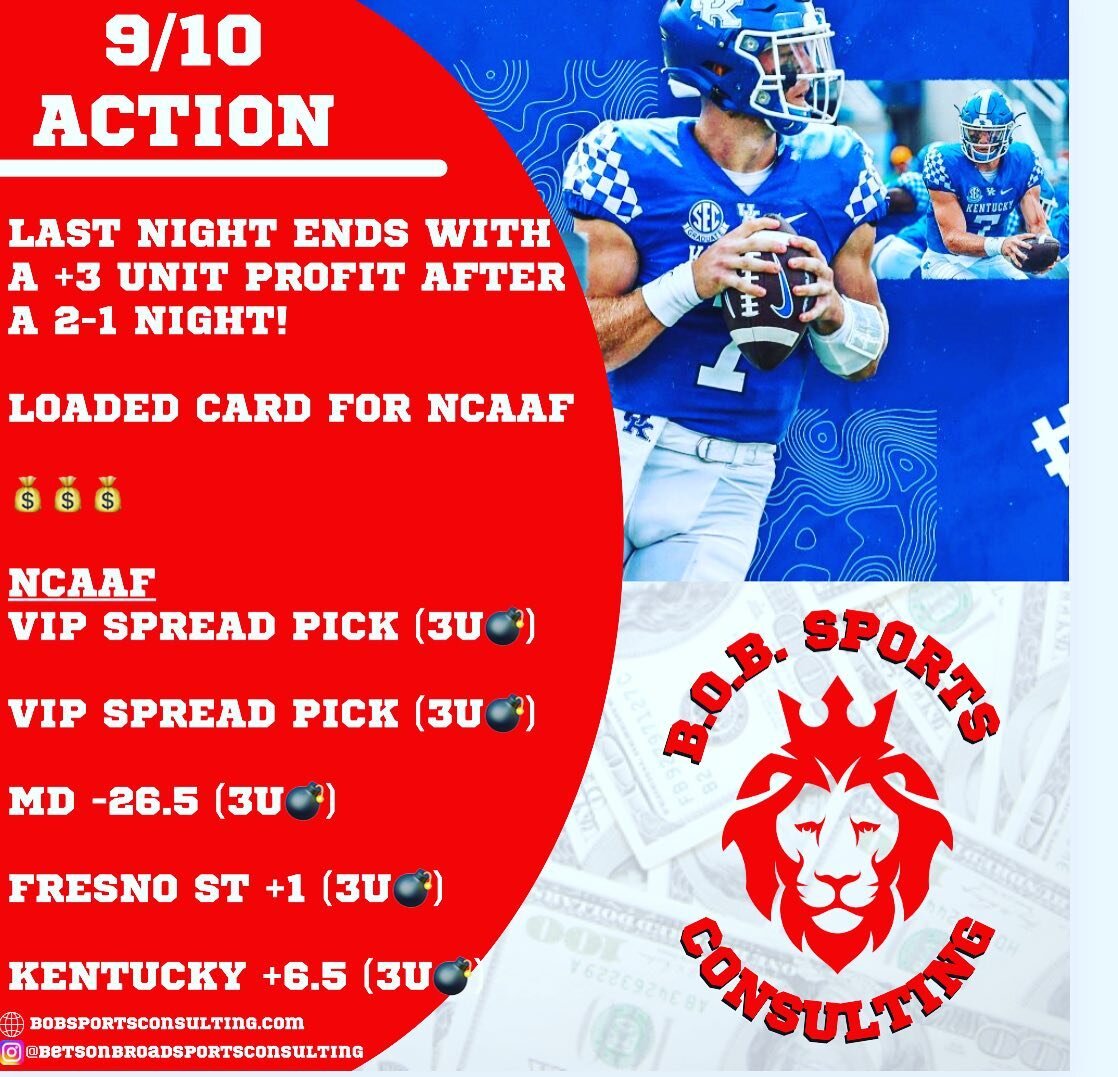 Time for a Saturday Slam⚒️

All NCAAF

🚨WEDNESDAY 🔒🚨

TIME FOR A BIG NIGHT!

💰💰💰💰

PRINT - STACK - REPEAT

#sportsbetting #sportsgambling #sportsinvesting #gamblinginstagram #nbapicks #nhlpicks #mlbpicks #ufcpicks #freebet #freepicks #draftkin