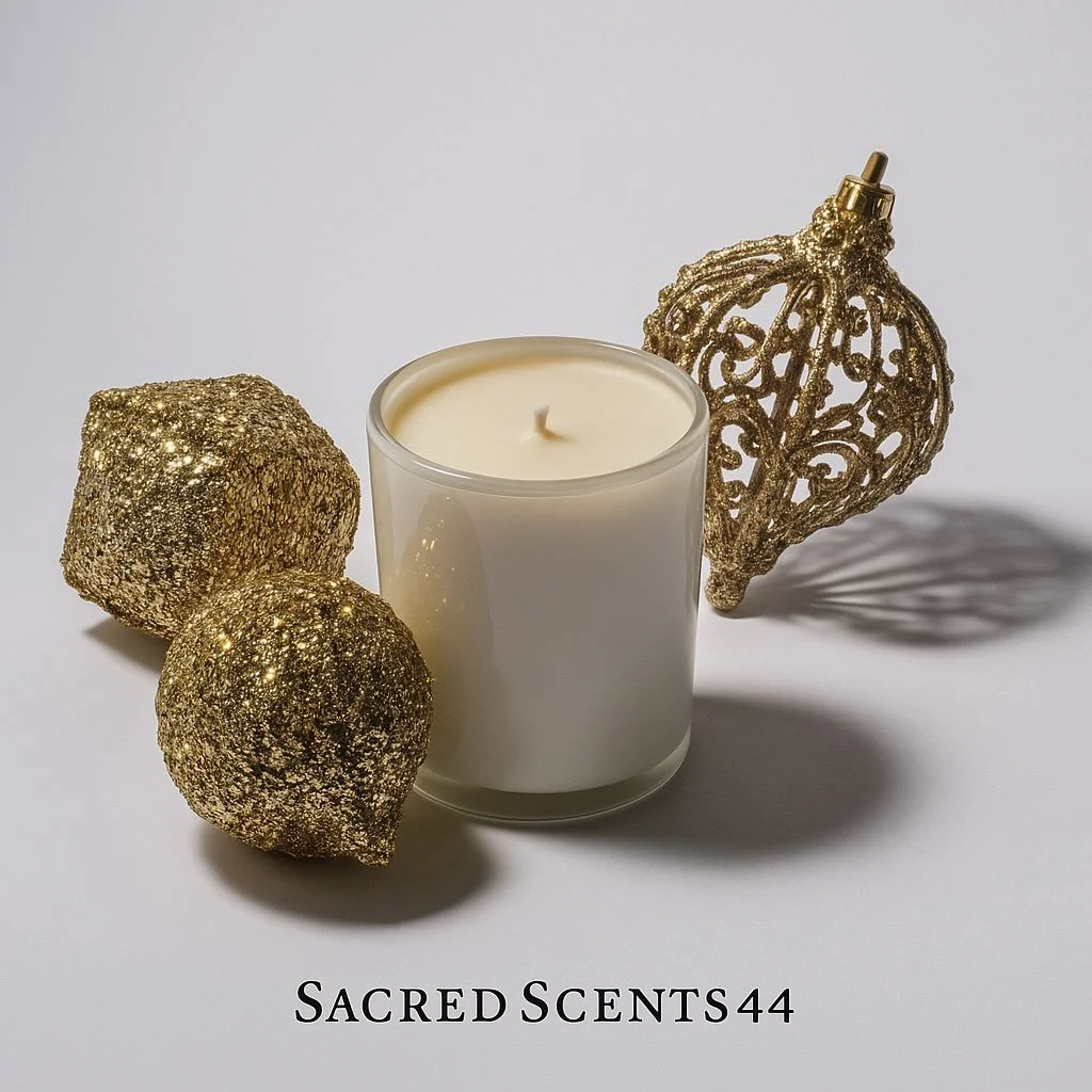 Golden details. Quiet glow. ✨
A hand-poured soy wax candle in a classic glass vessel, styled with shimmering holiday accents to elevate your space this season.

🕯️ Clean burn | Warm ambiance
🎄 Limited holiday styling

#Sacredscents44
#holidayshoppi