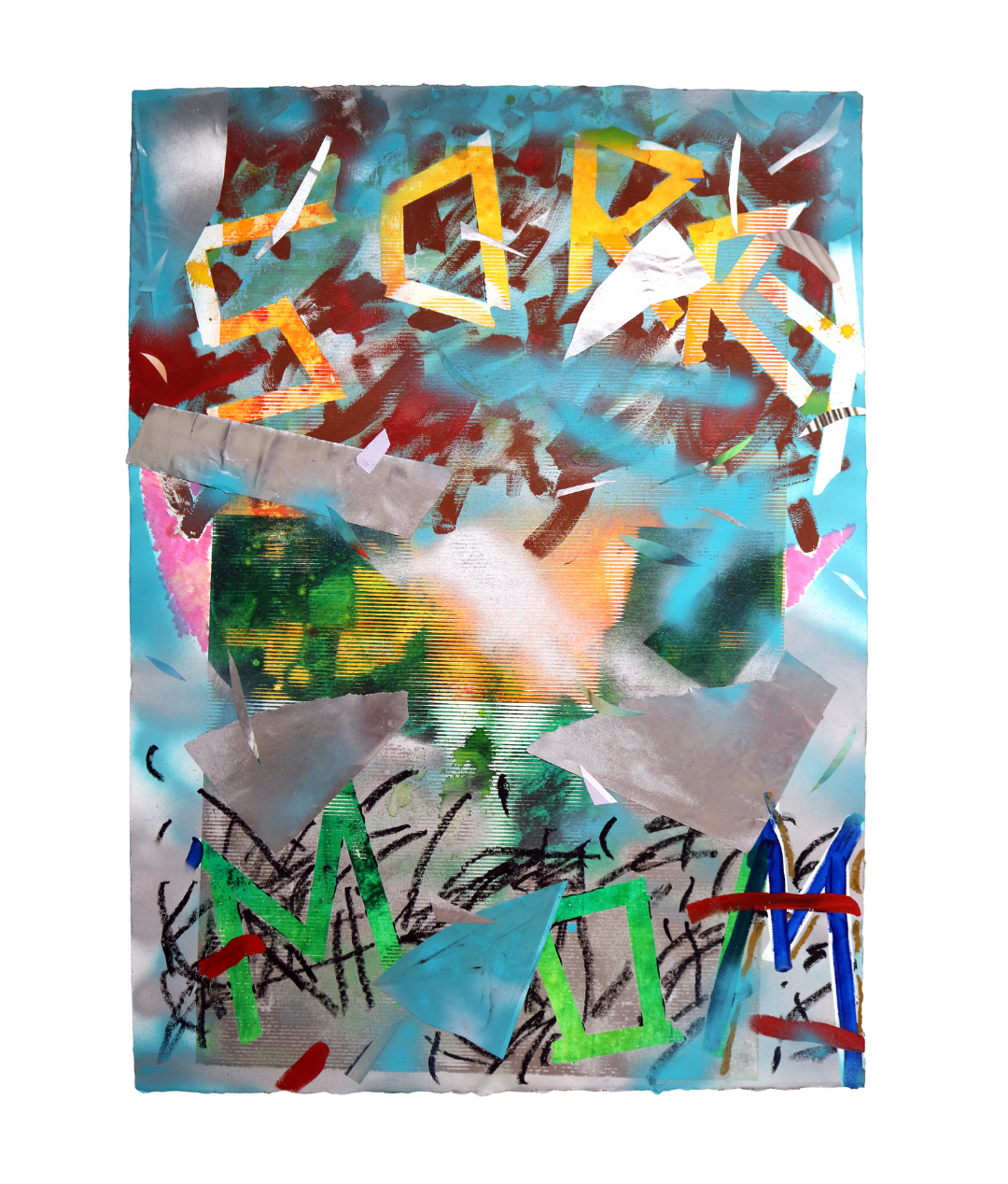 SORRY MOM (2017), Mixed media on Rives BFK. 30" x 44"