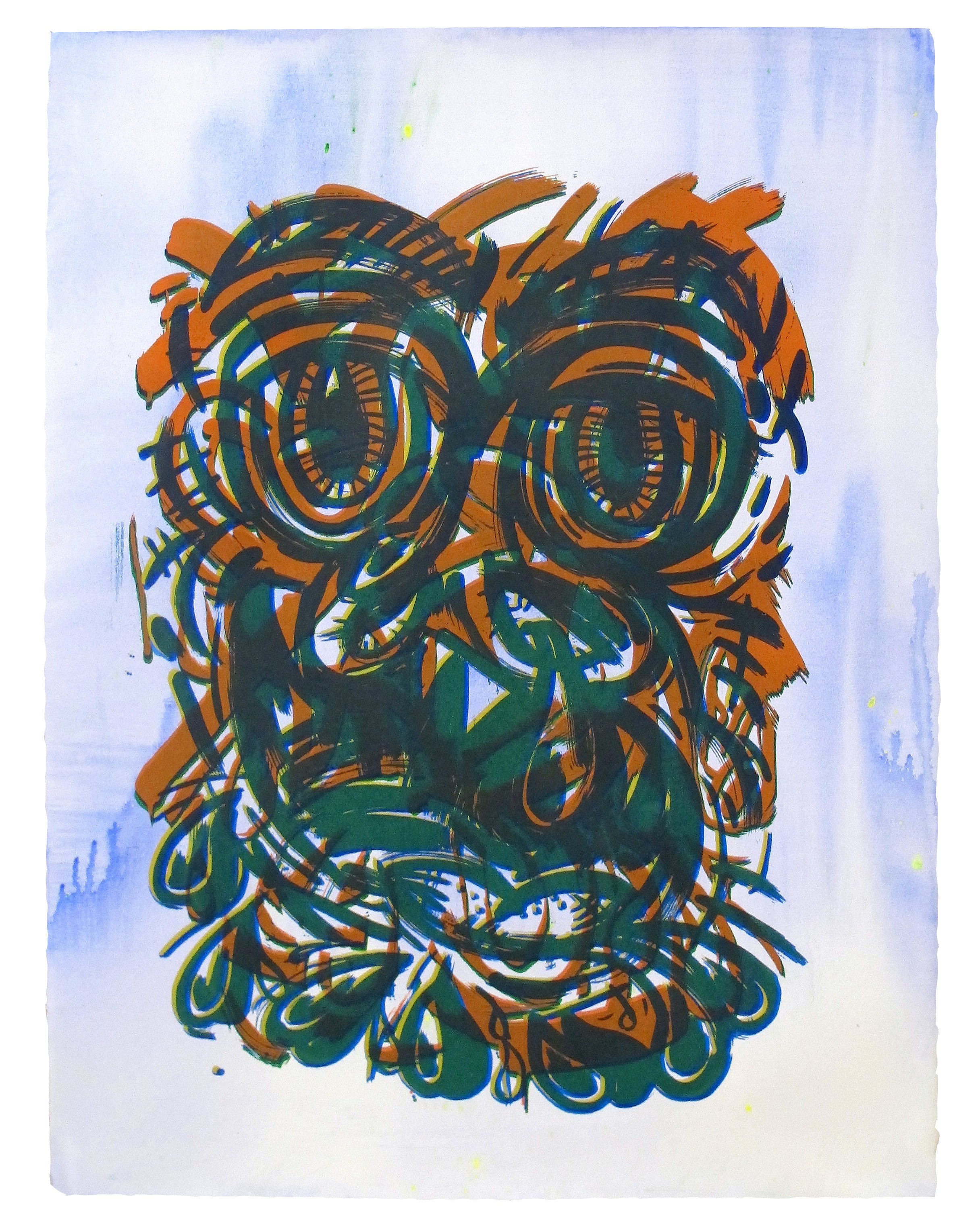 Snot-Nose (Cold) (2018), Silkscreen on hand-colored paper. 22" x 30"
