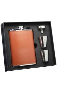 8oz Gift Set Brown Leatherette - GLF9074 