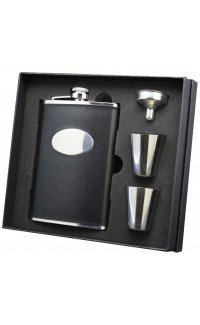 8oz Gift Set Black Leatherette - GLF063
