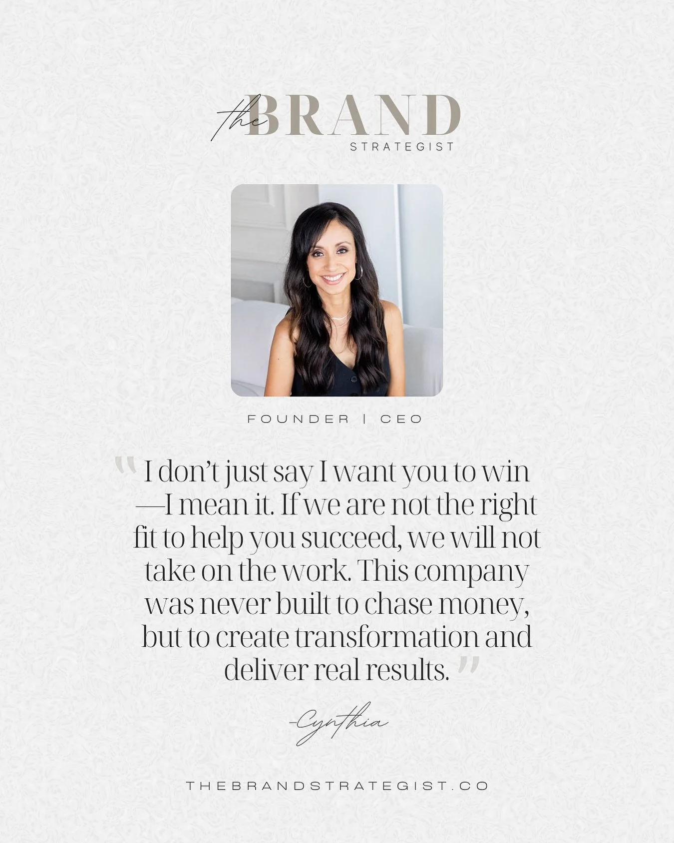 Founder in 2018. Growing stronger every year.

Apply to work with us: www.thebrandstrategist.co

#thebrandstrategist // Brand Identity, Branding, Web Design, Brand + Website Audit, 1:1 Strategy Sessions