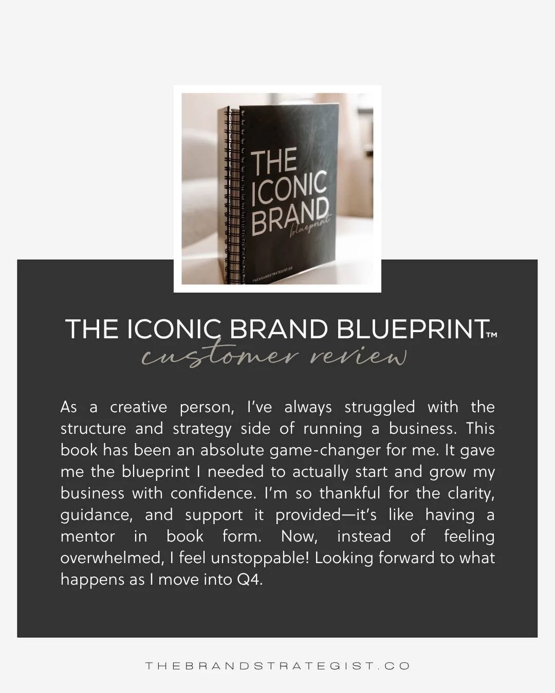 Clarity. Confidence. Direction.
That is what The Iconic Brand Blueprint&trade; delivers. Experience it for yourself.

Order online and receive free shipping:
www.thebrandstrategist.co

#thebrandstrategist // Brand Identity, Branding, Personal Brand, 