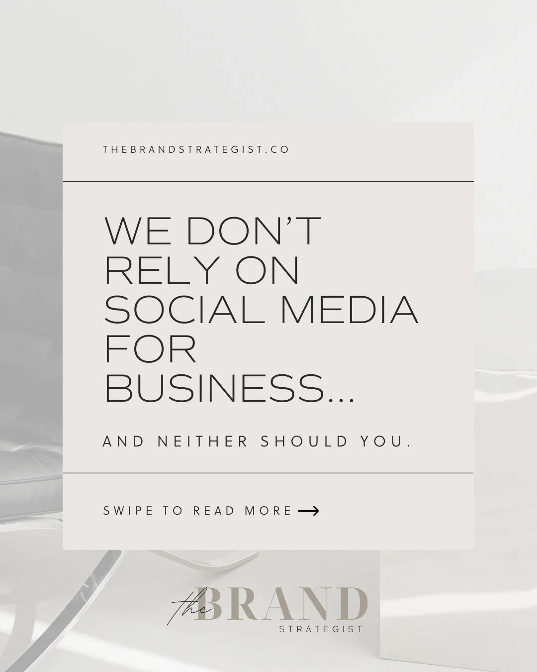 / SWIPE TO READ /
This is for leaders ready to move with clarity and see real results now.

www.thebrandstrategist.co

#thebrandstrategist // Brand Identity, Branding, Personal Brand, Web Design, Brand + Web Audit, 1:1 Sesstions