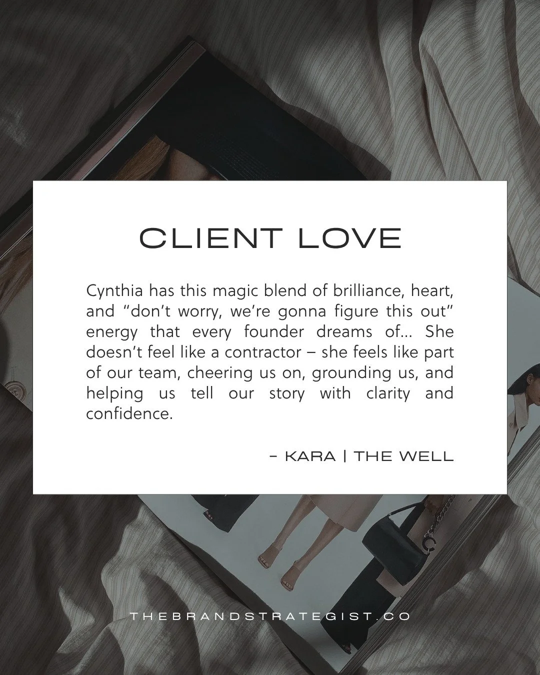 Cynthia is known for the way she supports founders with both strategy and heart, creating a collaborative experience that feels as intentional as the work itself.

&rarr; Visit us online to look at our services, order our new book, or request an init