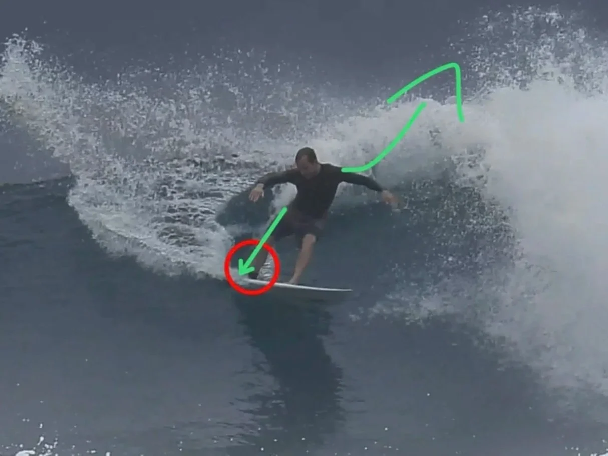 A surfer being coached through surf video analysis.