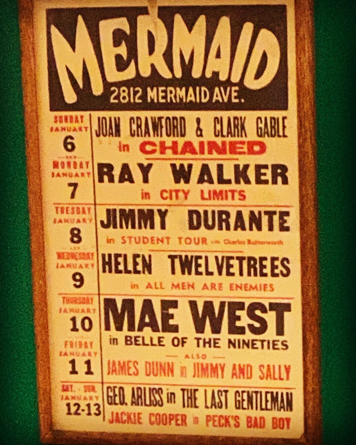 We&rsquo;re celebrating today&rsquo;s opening of the Coney Island Film Festival with this poster from the Museum&rsquo;s collection. The Mermaid Theater (located on Mermaid Avenue) opened in 1921. This poster dates to 1934, featuring a line-up of now