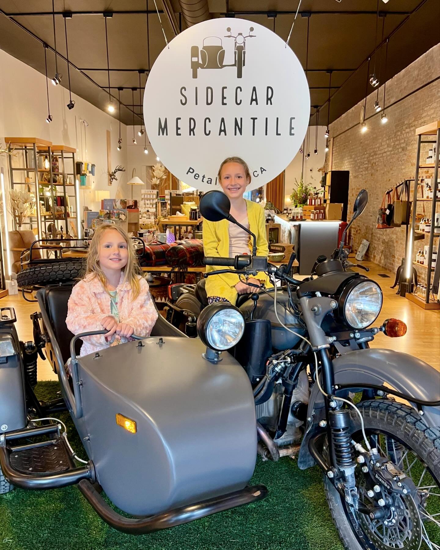 POV: When your mom&rsquo;s clients have the coolest photo op in their new store. 🏍️

Congrats to @sidecarmercantile on the grand opening! It looks amazing. Check it out next time you&rsquo;re in downtown Petaluma!