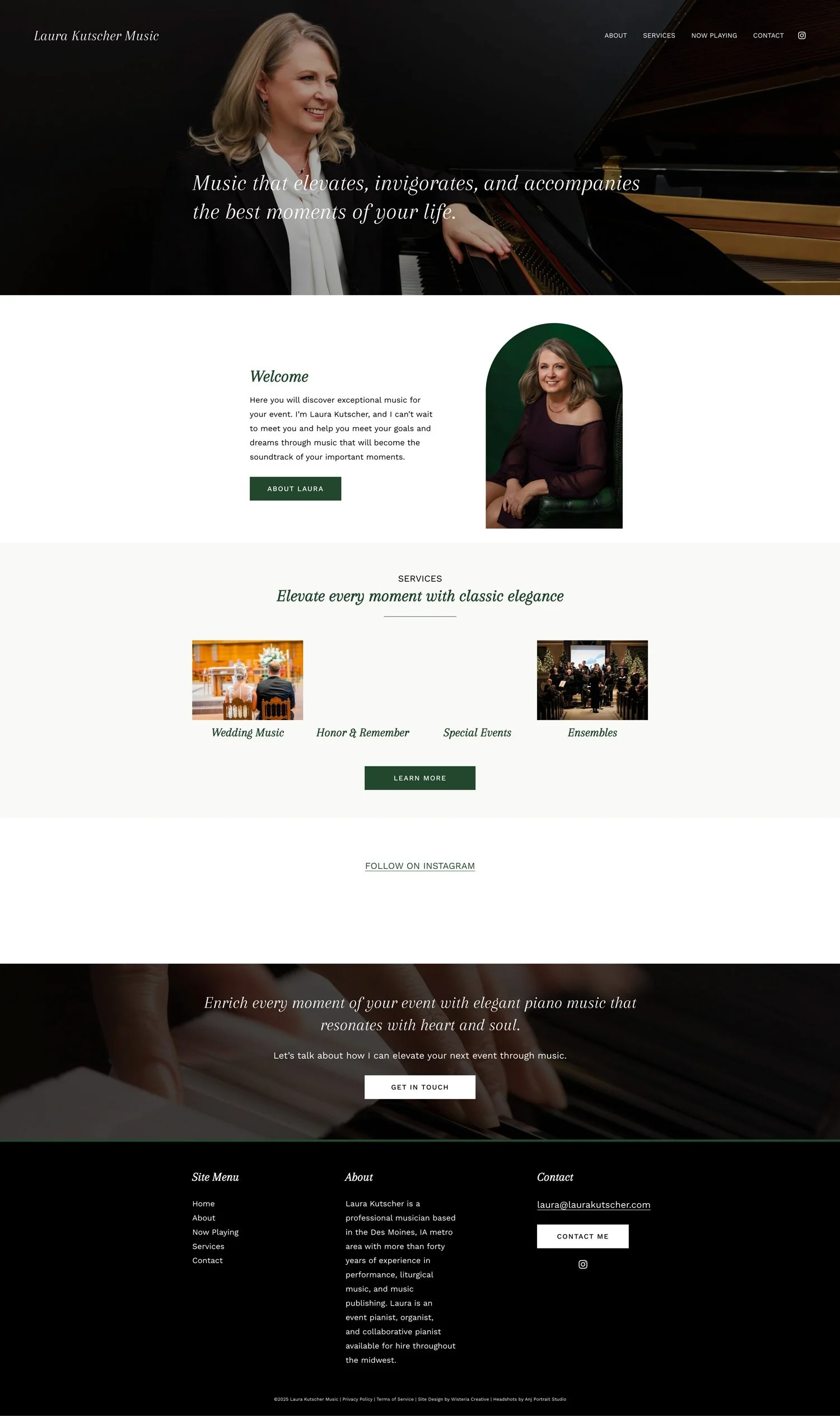 Screenshot of Laura Kutcher's website home page