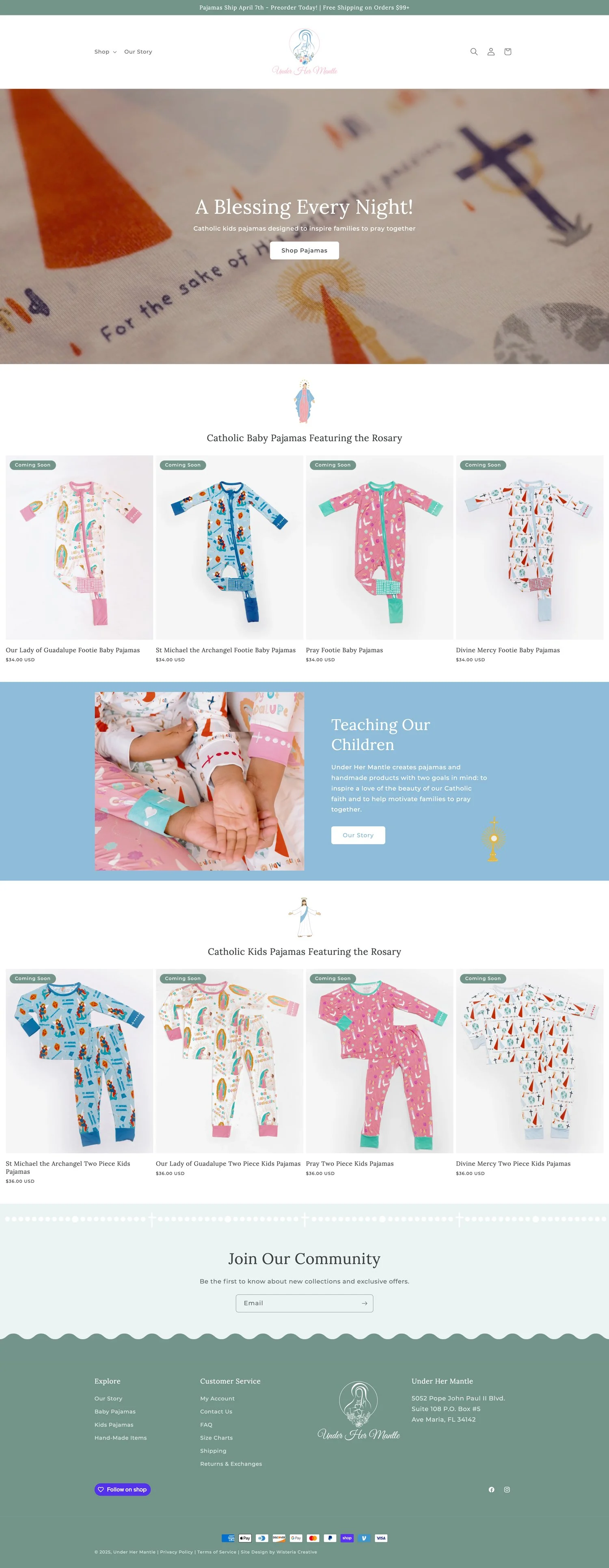 Screenshot of Under Her Mantle website homepage