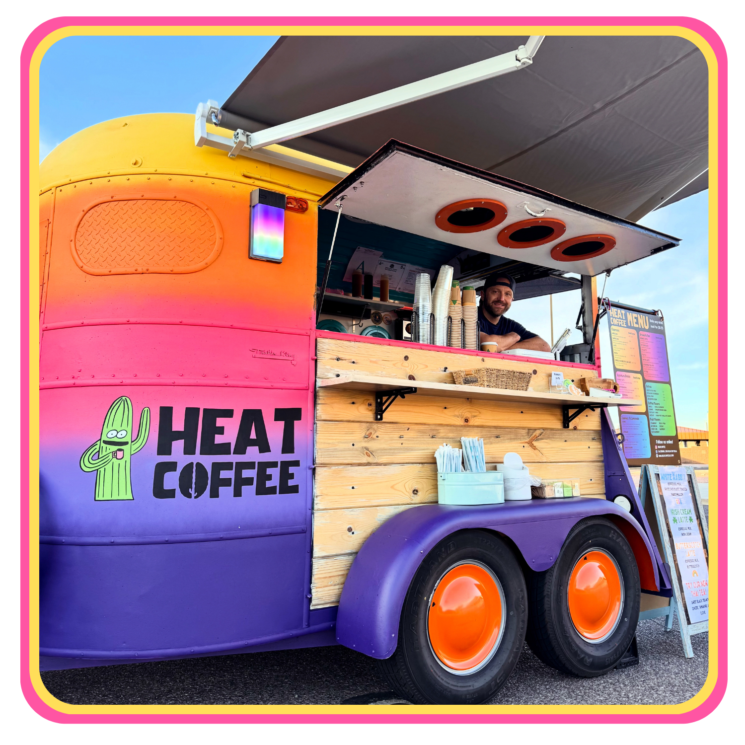 Heat Coffee trailer with pink border
