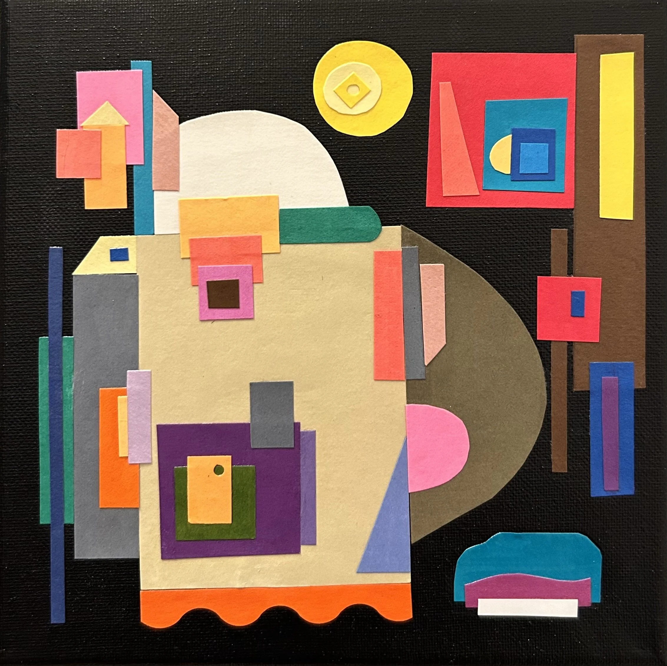 Collage from my "Stained Glass" Series No. 21 "The Village", 9 x 9"