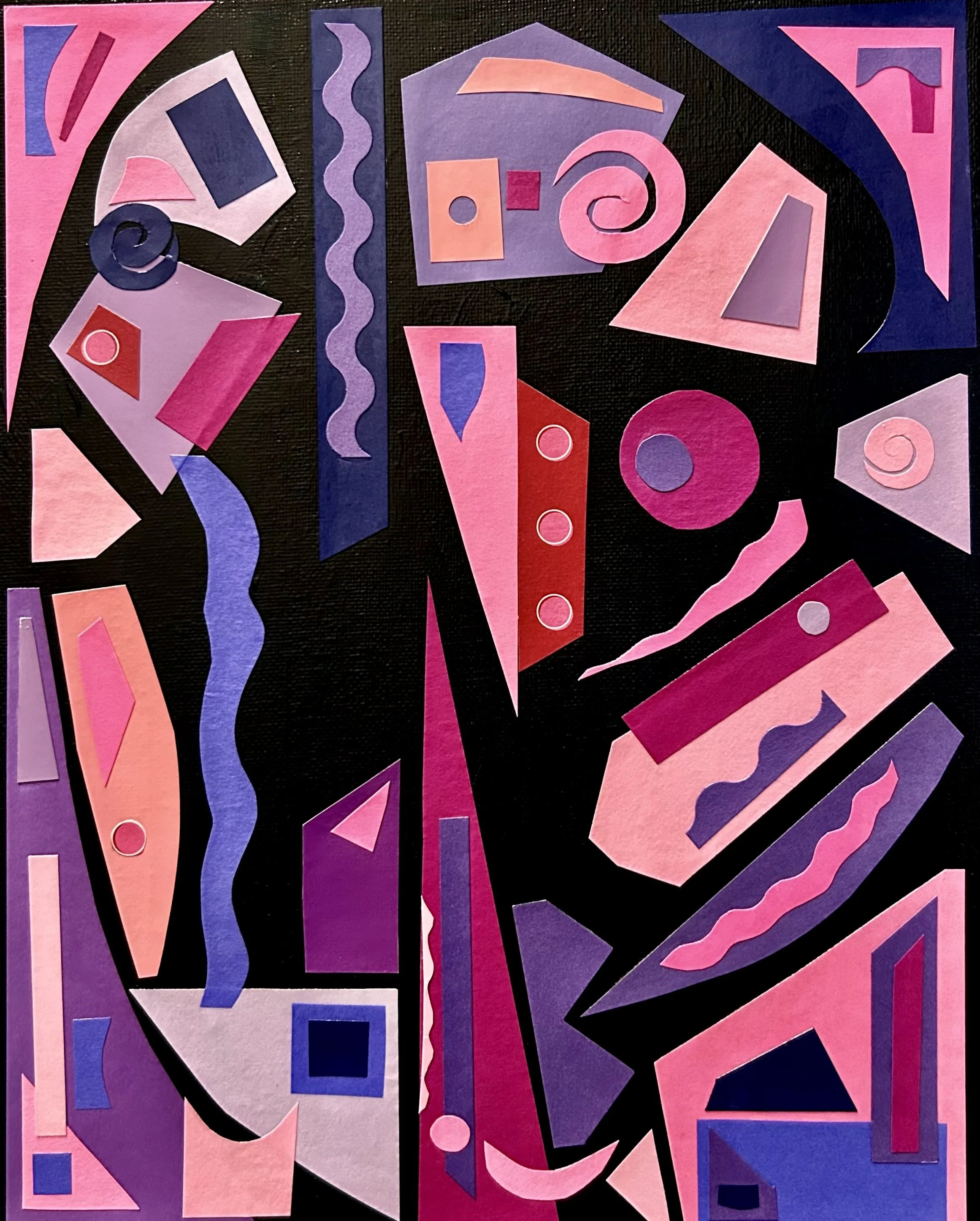 Collage from my "Stained Glass" Series, "Homenaje a Picasso" (Homage to Picasso) 12 x 17"