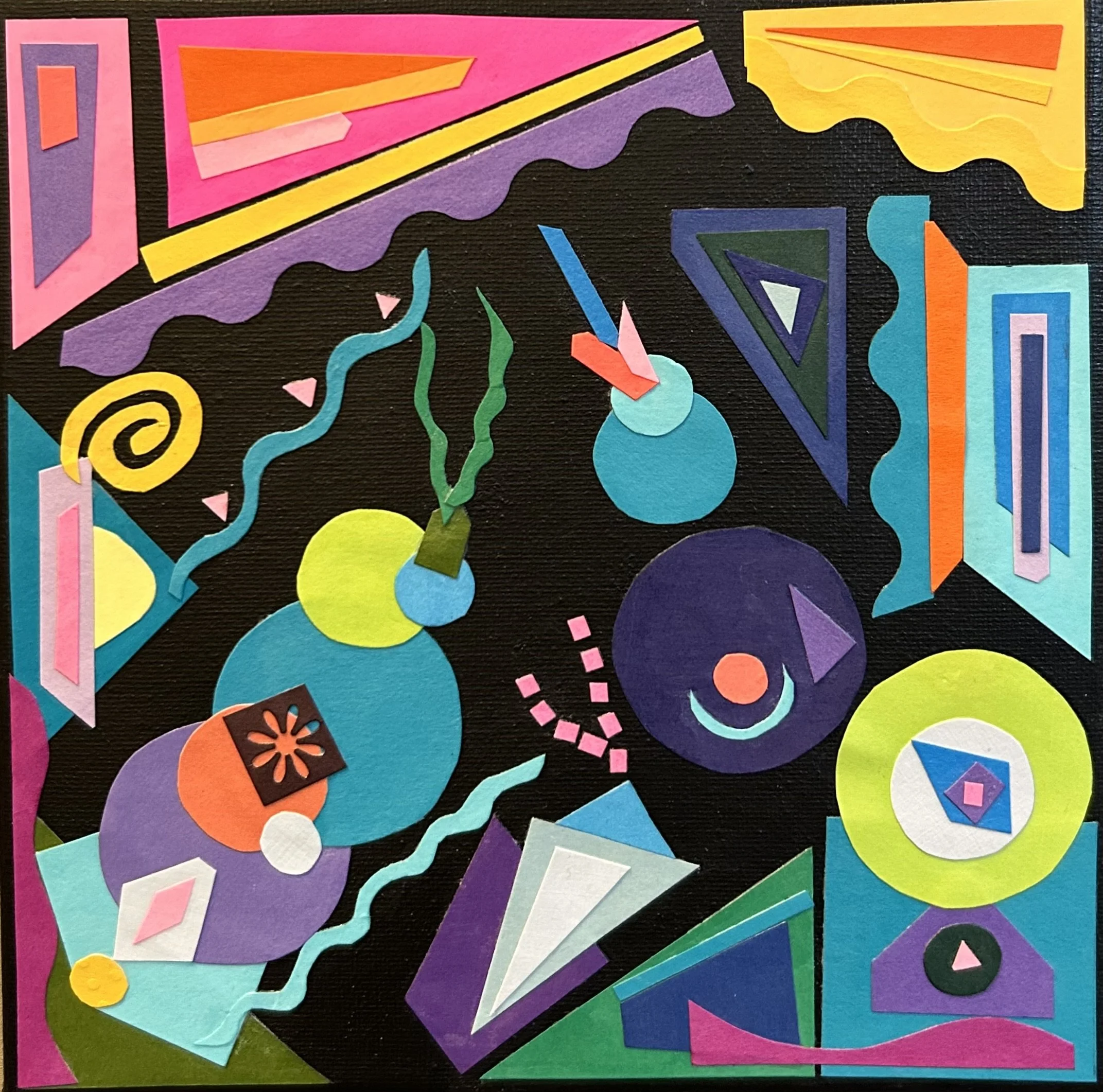 Collage from my "Stained Glass" Series No. 24  "The Circus" 9 x 9"