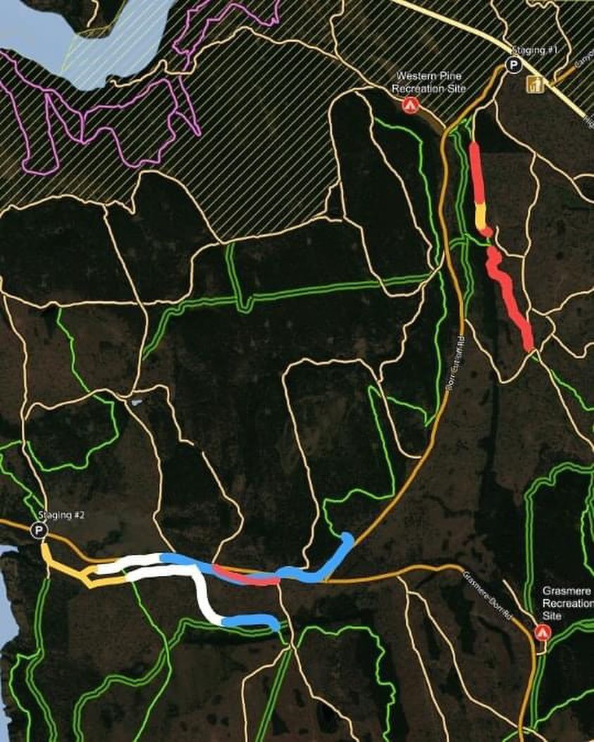 10 more man hours today at the Dorr/Grasmere motorized trail network. We were able to start seeding the edges of the trails and the braids, where the whoops were filled in in the fall. If all goes according to plan, we will get some snow later this w