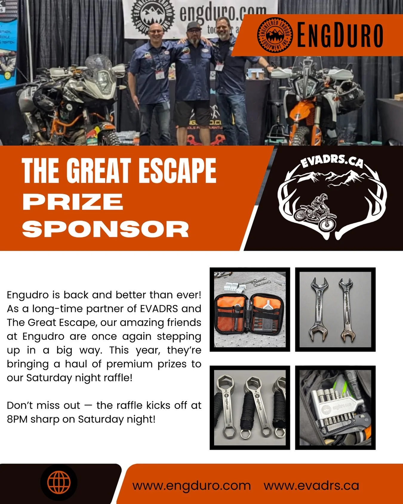 Thanks to our good pals at @engduro for supplying us with another year of Great Escape prizes!!!

Looking forward to seeing everyone tonight!!!
#greatescape #engduro #evadrs #adventure #advrider #dualspory #koocanusa #fernie #elkvally