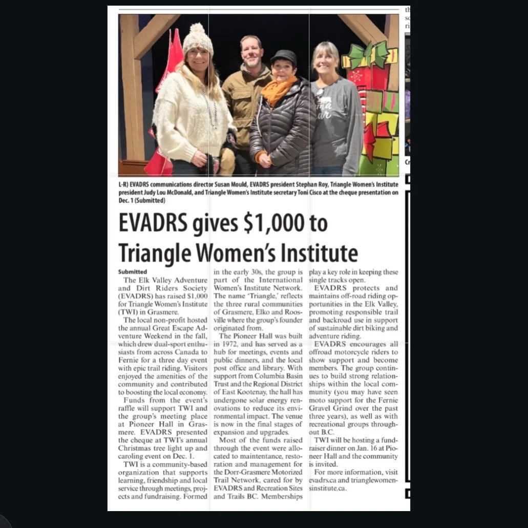 Flashback to September&rsquo;s Great Escape Adventure Weekend - a big thanks to all our participants &amp; sponsors who helped raise funds from our raffle. 

EVADRS presented a $1000 donation from the event to the Grasmere Triangle Women&rsquo;s Inst