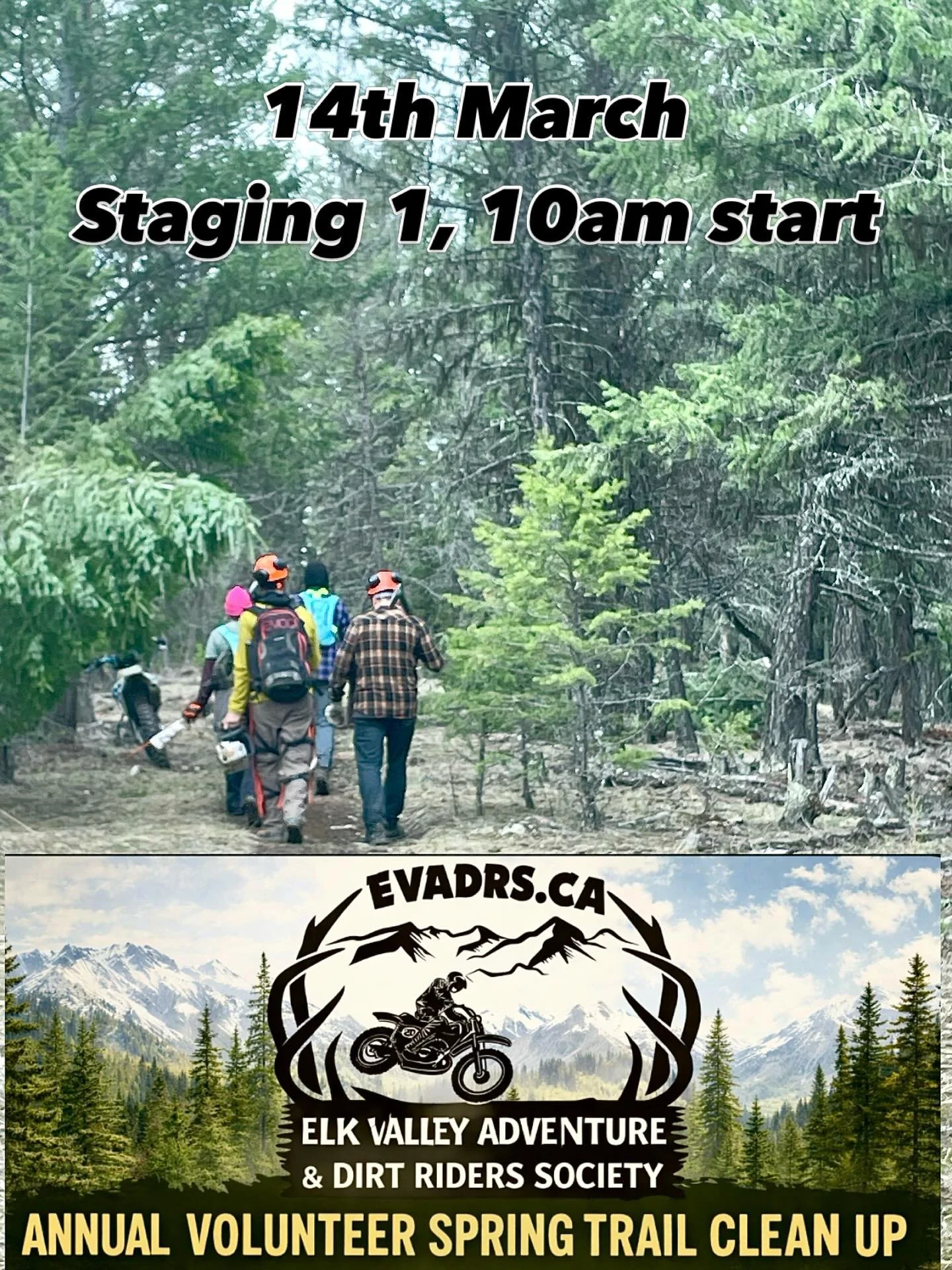 Always fun to announce the Volunteer Spring Clean Up date because it means biking season is not too far away! 

We&rsquo;re asking for volunteers to join us at Staging area 1, Dorr Cutoff Road, Grasmere, off Highway 93. It&rsquo;s the first staging a