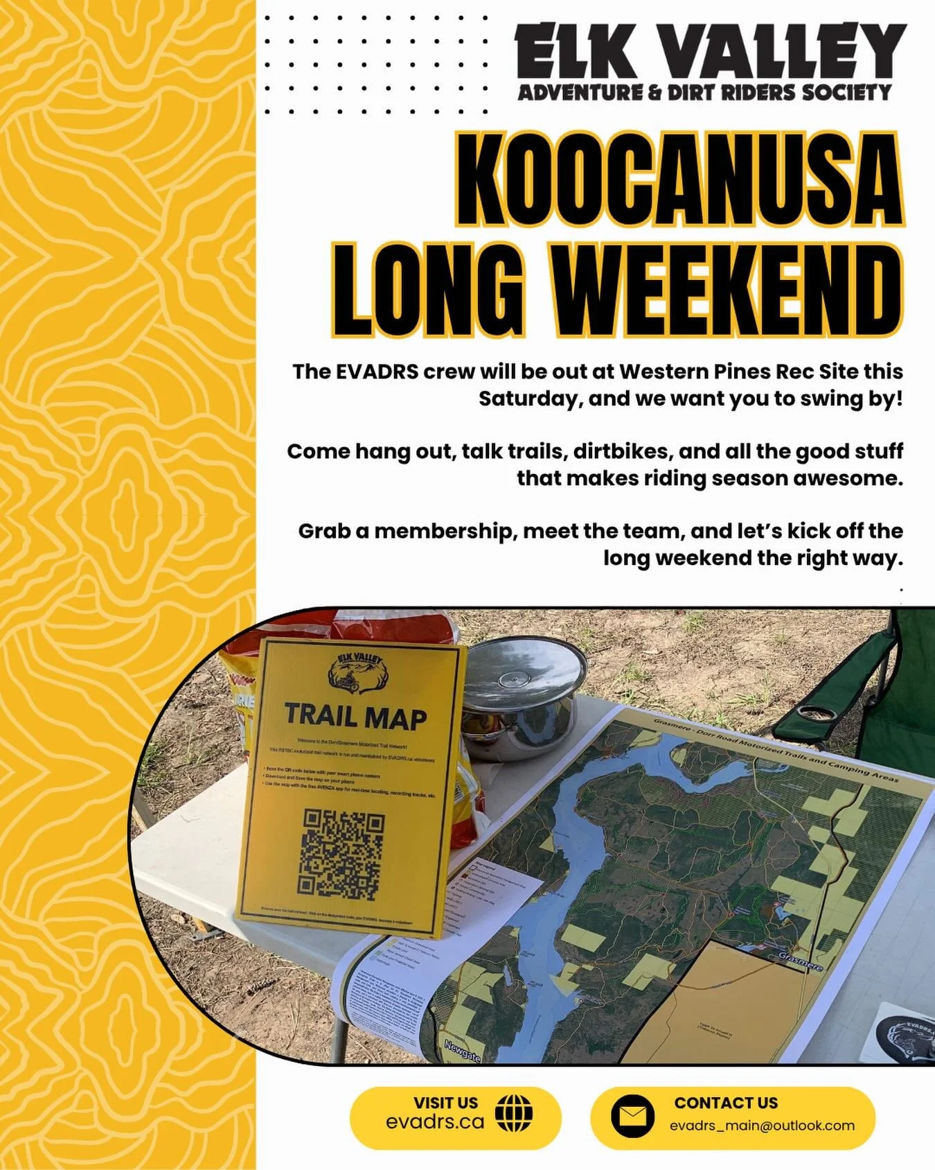 Come and say hi to some of the EVADRS crew at Western Pine Rec Site, Dorr Cutoff Road at Koocanusa this Easter weekend! We&rsquo;ll be there on Saturday from 10am - 1pm.

A few of us will be there with an EVADRS booth giving out some Easter eggs &amp