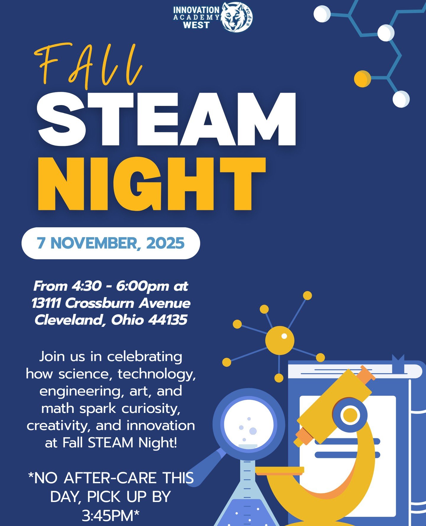 Attention IAW Families!⁠
⁠
Our fall STEAM night is approaching quickly. November 7th, 2025 we will be welcoming all into our school to experience how science, technology, engineering, art and math spark creativity and innovation here at IAW. ⁠
⁠
#STE