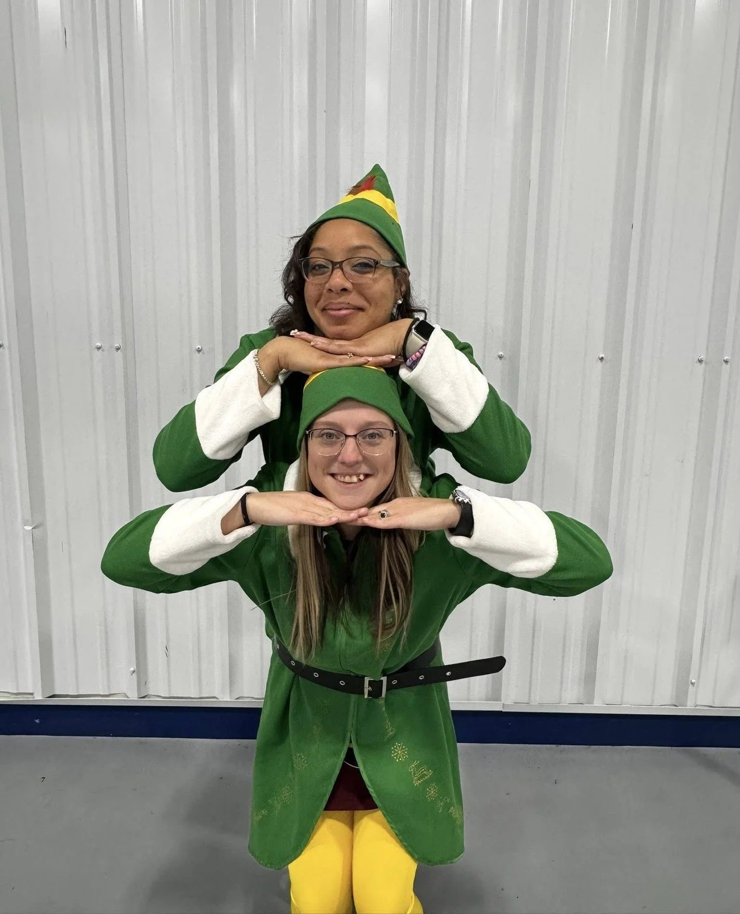 🎄✨ Elf Day magic at IAW! Ms. Brunnet and Ms. Lewis are bringing all the holiday cheer! 🧝&zwj;♀️🧝&zwj;♀️💚❤️